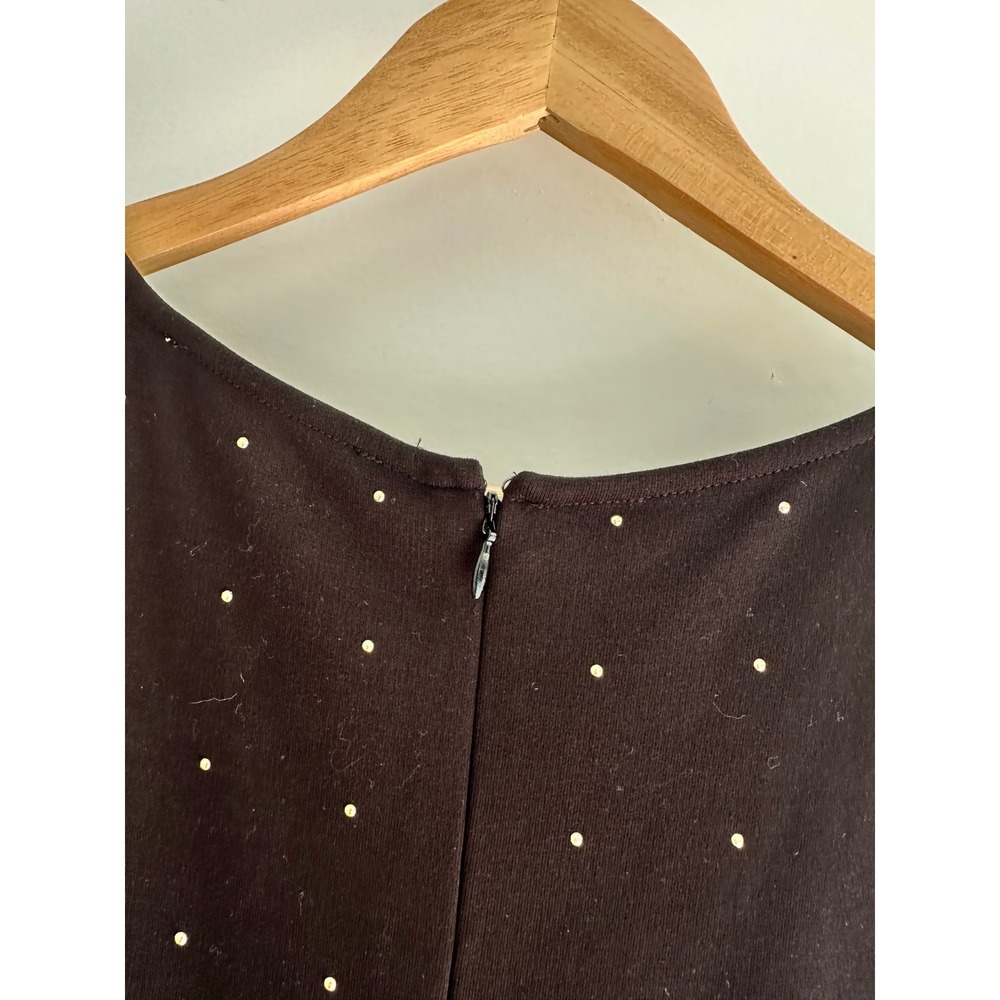 LOFT Black Studded Fit and Flare Dress Short Sleeve Size 12 Holiday Party Office - Picture 6 of 6